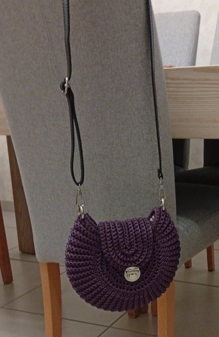 Sac bandoulière PRUNE (aubergine) au crochet - Copie