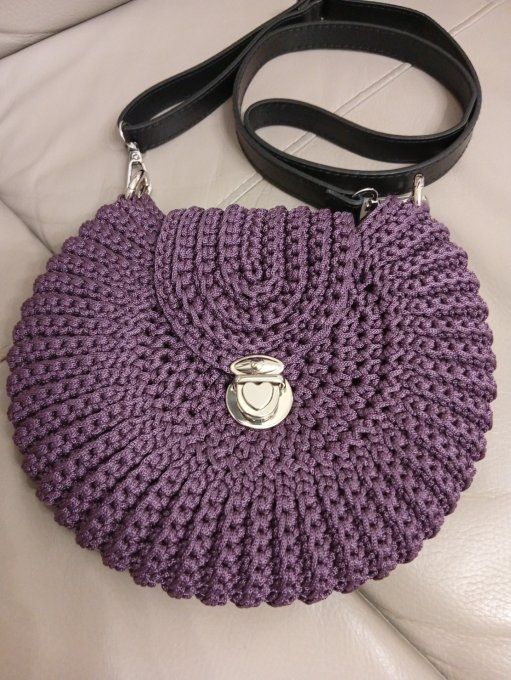 Sac bandoulière PRUNE (aubergine) au crochet - Copie