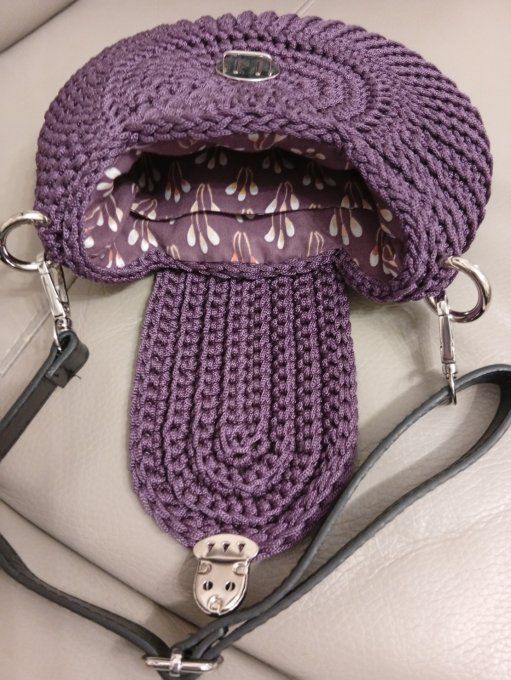 Sac bandoulière PRUNE (aubergine) au crochet - Copie