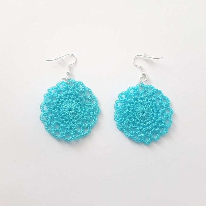 Boucles d'oreilles  BLEU TURQUOISE au crochet