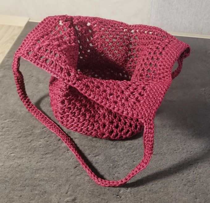 Sac filet au crochet ROUGE