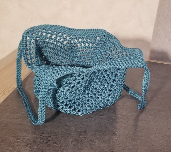 Sac filet au crochet BLEU