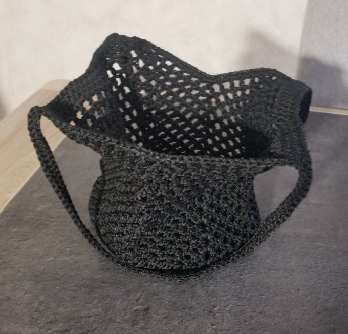Sac filet au crochet NOIR