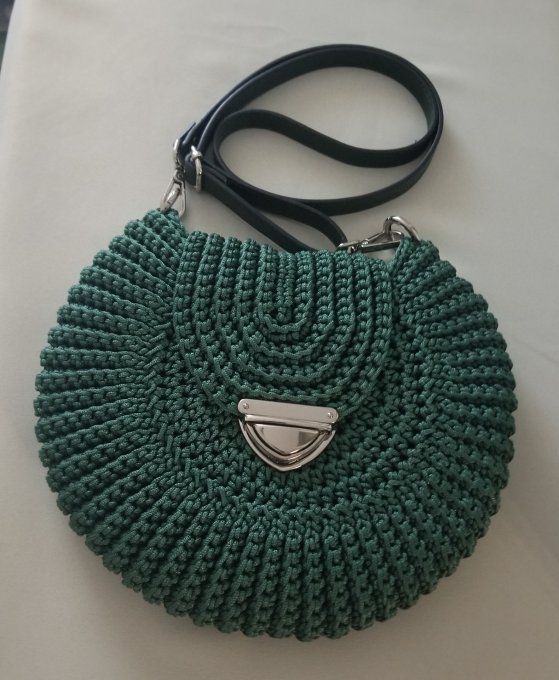 Sac bandouliere rond  vert émeraude grand modele
