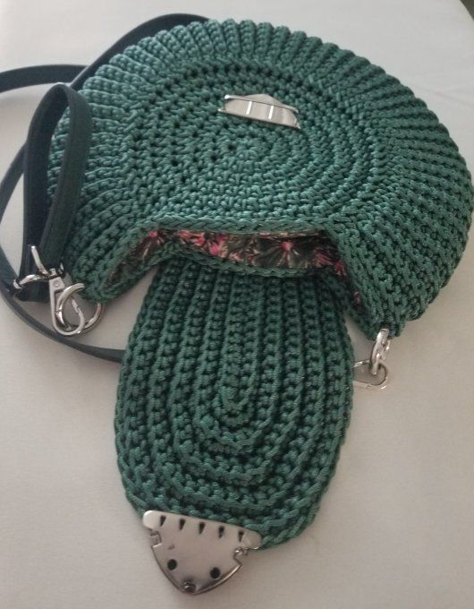 Sac bandouliere rond  vert émeraude grand modele