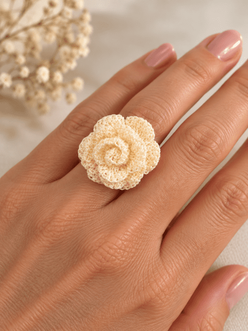 babue fleur nude au crochet réglable faite main