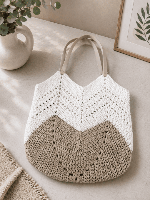 Sac beige blanc crochet Bohème chic
