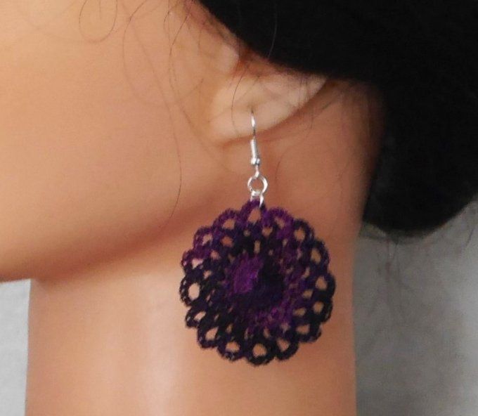 Boucles d'oreilles VIOLET au crochet