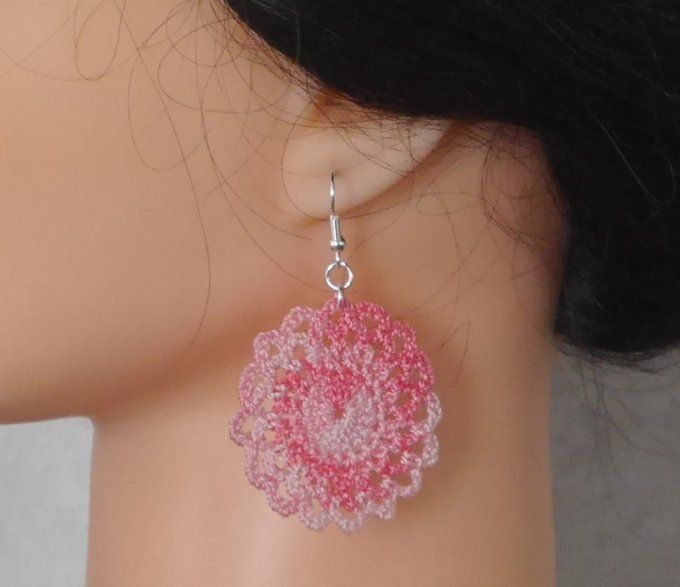 Boucles d'oreilles  ROSES au crochet
