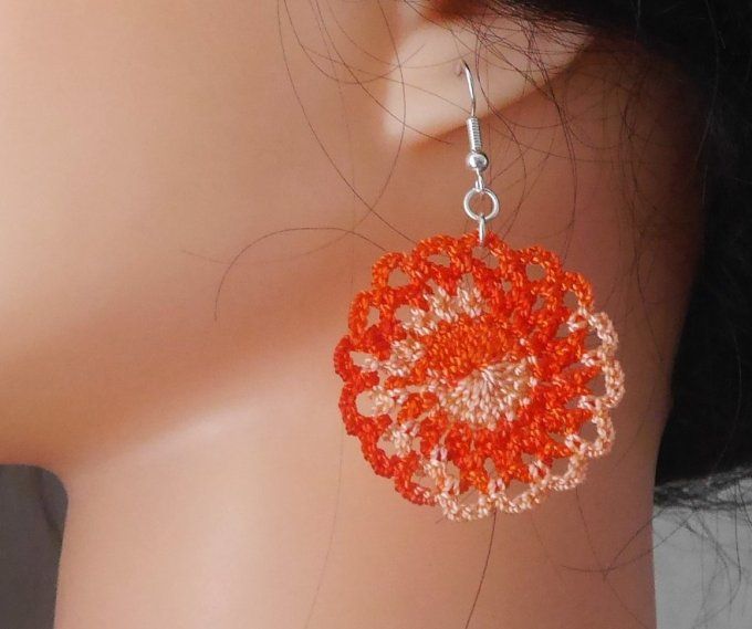 Boucles d'oreilles ORANGE au crochet