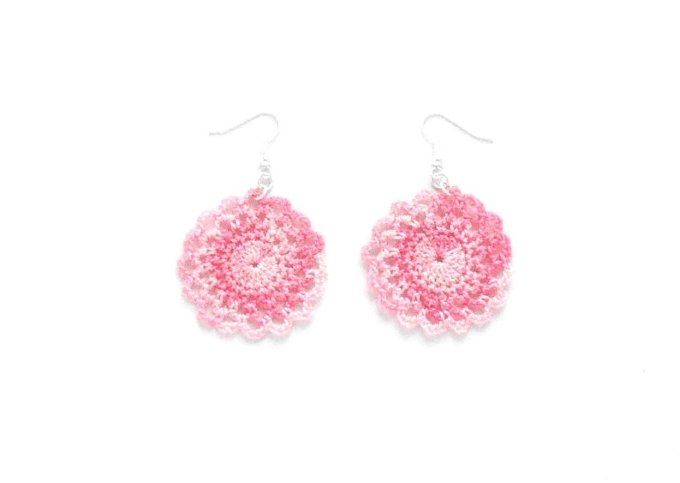 Boucles d'oreilles  ROSES au crochet