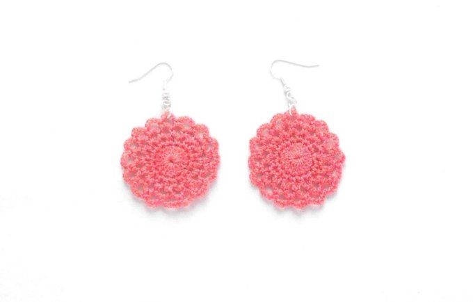 Boucles d'oreilles CORAIL au crochet 