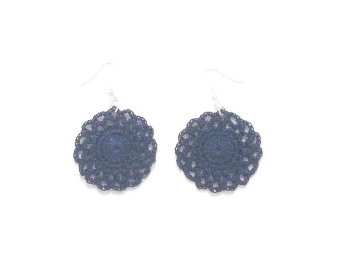 Boucles d'oreilles MARINE (navy) au crochet