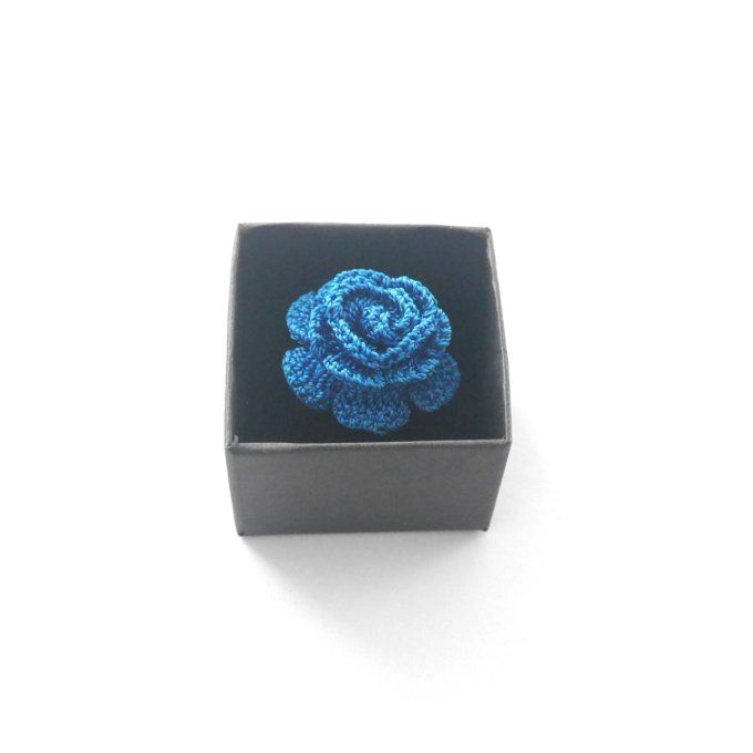 Bague réglable BLEU pétrole au crochet