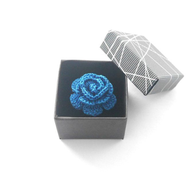Bague réglable BLEU pétrole au crochet