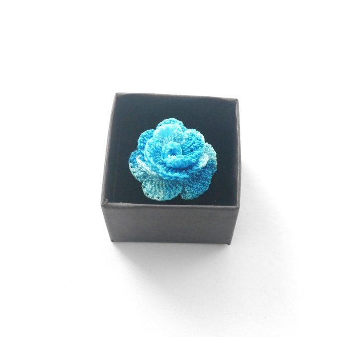 Bague réglable BLEU turquoise au crochet