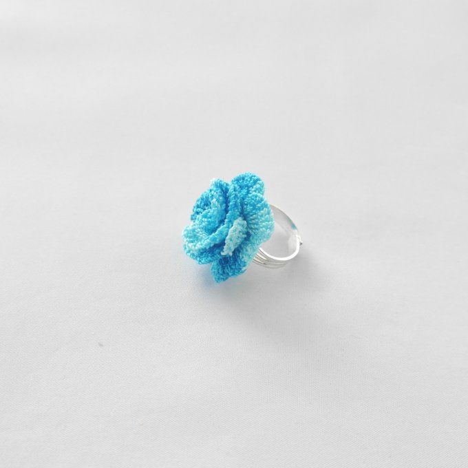 Bague réglable BLEU turquoise au crochet