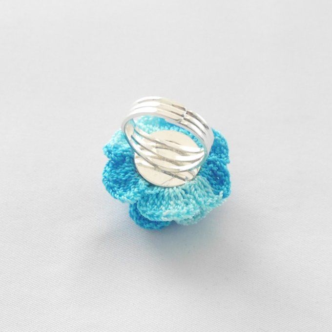 Bague réglable BLEU turquoise au crochet