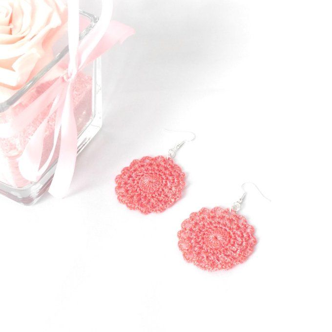 Boucles d'oreilles CORAIL au crochet 