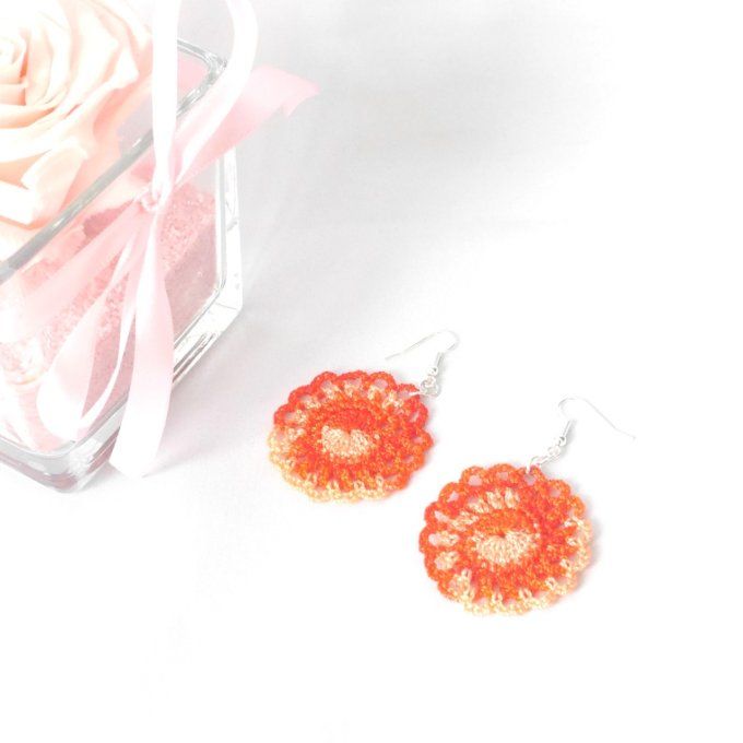 Boucles d'oreilles ORANGE au crochet