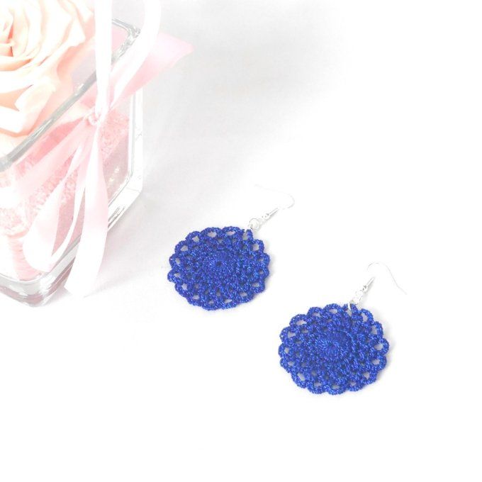 Boucles d'oreilles BLEU ROI au crochet