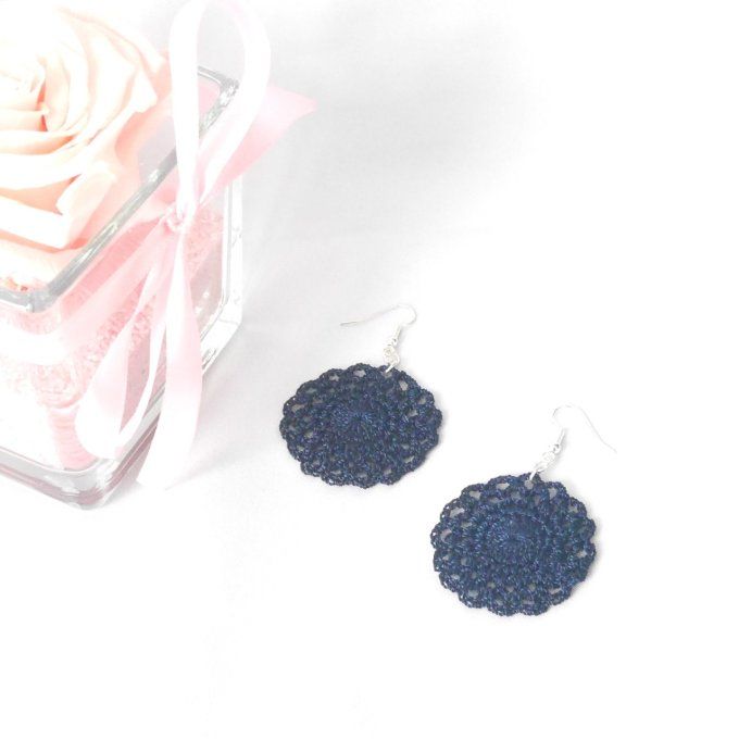 Boucles d'oreilles MARINE (navy) au crochet