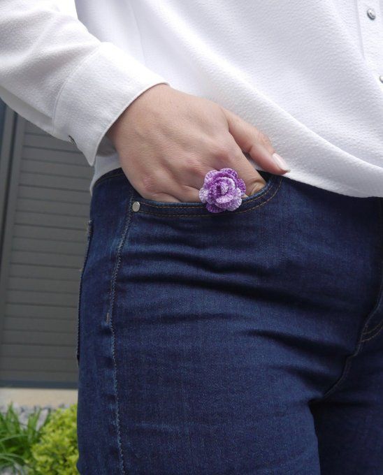 Bague MAUVE au crochet