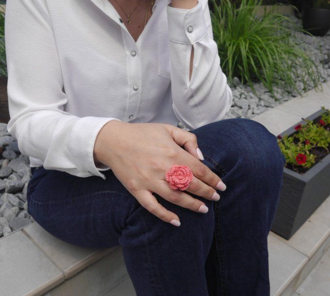 Bague CORAIL au crochet
