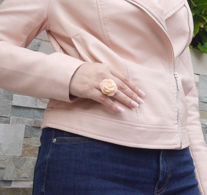 Bague ROSE nude  au crochet
