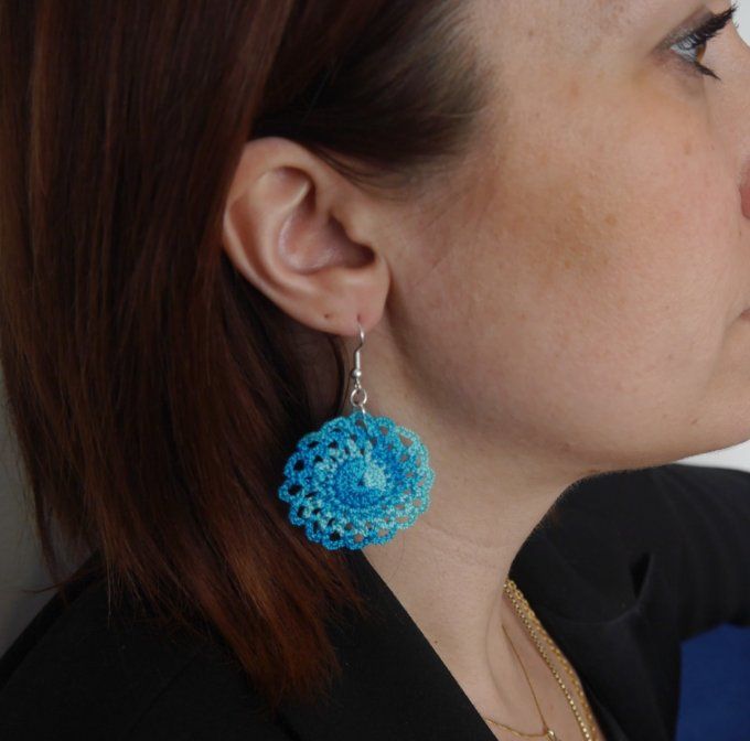 Boucles d'oreilles  BLEU TURQUOISE au crochet