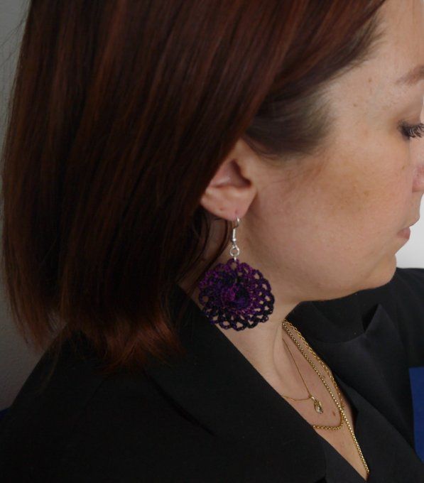 Boucles d'oreilles VIOLET au crochet