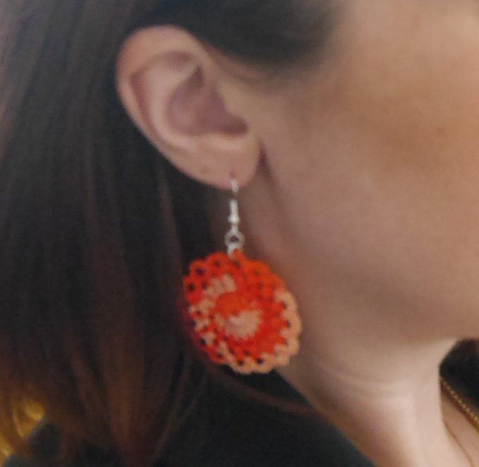 Boucles d'oreilles ORANGE au crochet