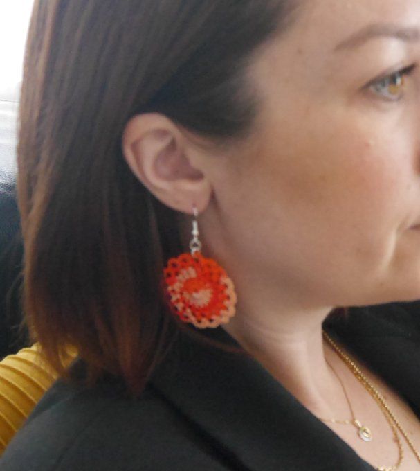 Boucles d'oreilles ORANGE au crochet