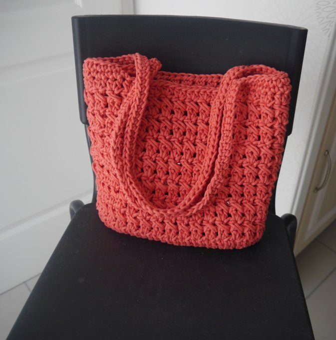 Tote bag au crochet coloris FRAMBOISE