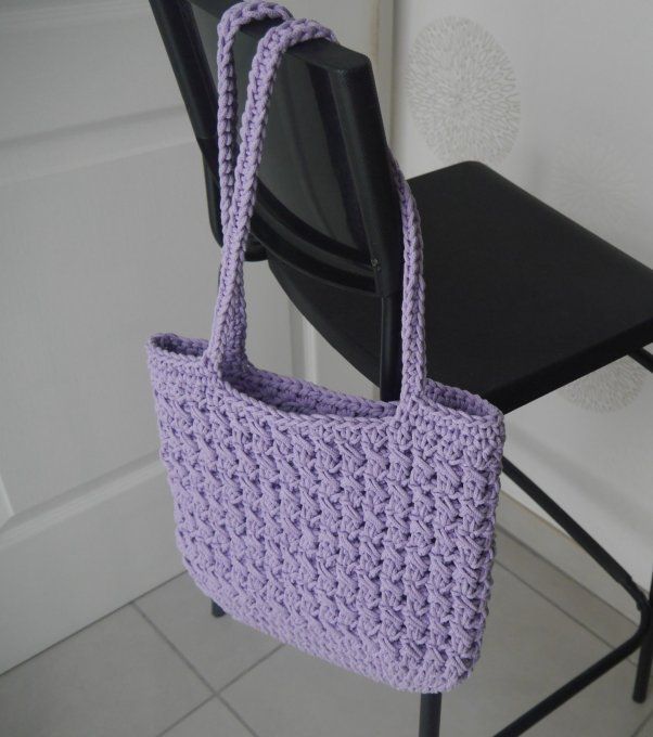 Tote bag au crochet coloris MAUVE (lilas)