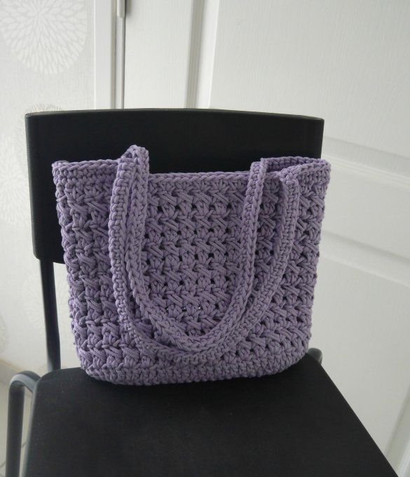 Tote bag au crochet coloris MAUVE (lilas)