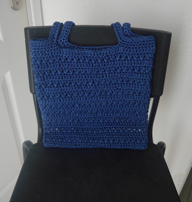 Sac au crochet BLEU pétrole (style tote bag) 