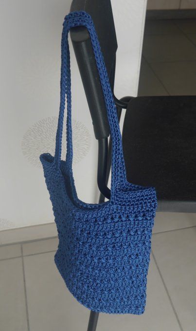 Sac au crochet BLEU pétrole (style tote bag) 