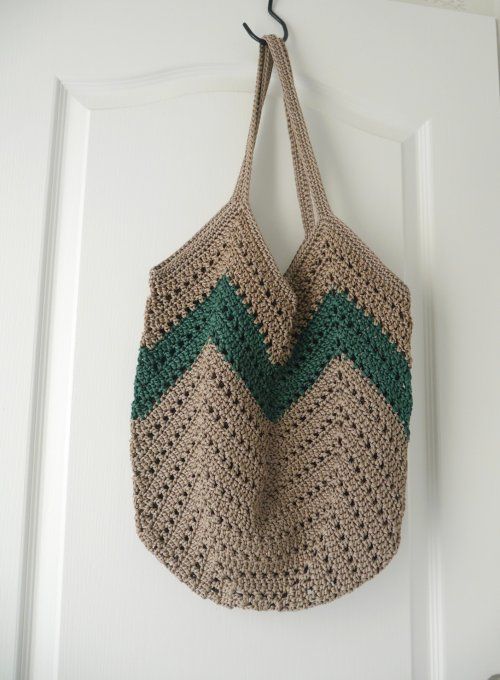 Sac de plage MARRON clair et VERT 