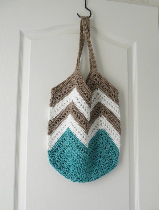 Sac de plage TURQUOISE, BLANC et TAUPE 