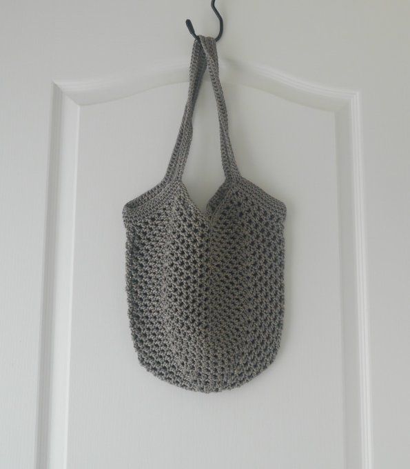 Sac filet au crochet GRIS / BEIGE chiné
