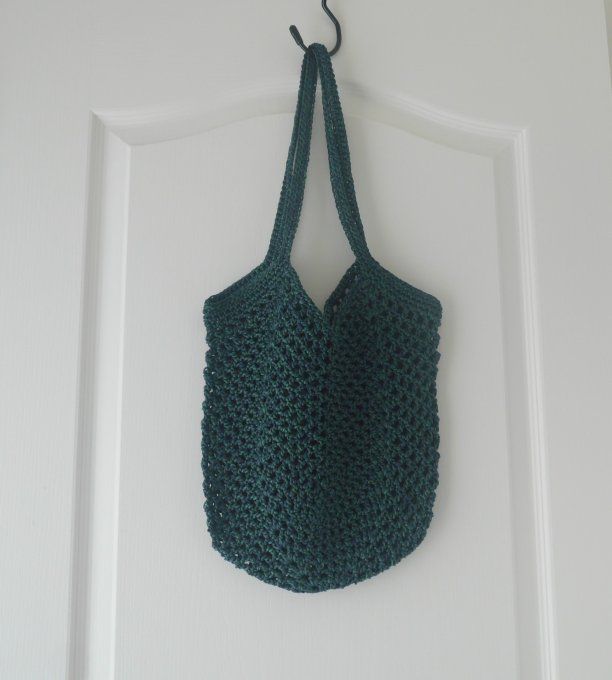 Sac filet au crochet VERT / BLEU