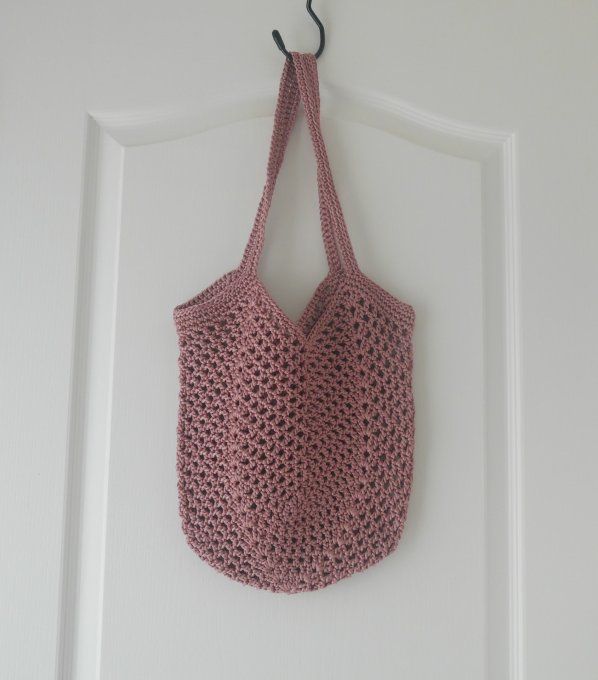 Sac filet au crochet VIEUX ROSE