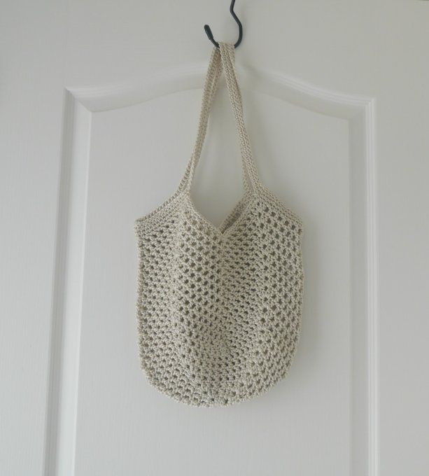 Sac filet au crochet crème (écru)