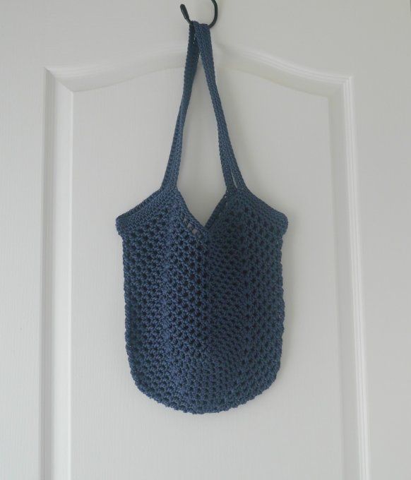 Sac au crochet BLEU denim style bohème chic