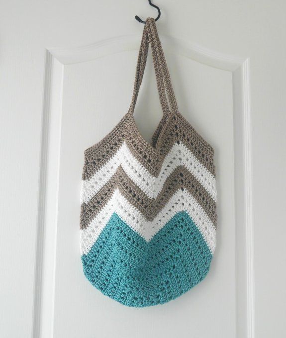 Sac fourre-tout Plage ou Ville TURQUOISE BLANC TAUPE Fait Main Bohème Chic 